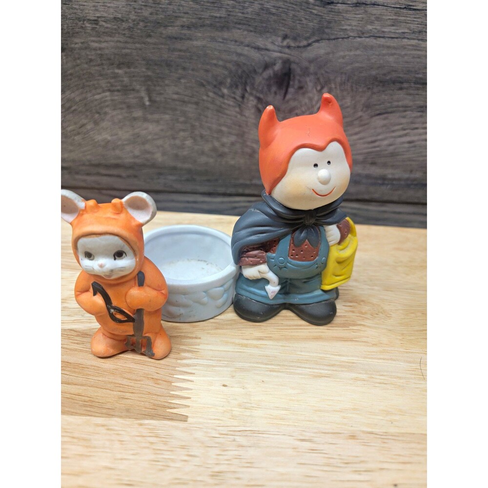 Halloween Hand Painted Ceramic & Porcelain Devil Figurines Set of 2